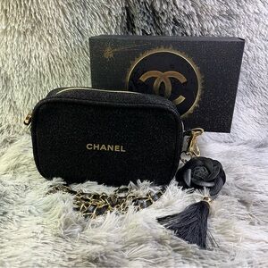 Chanel Black Cosmetics Bag with Gold Accents, NO BOX